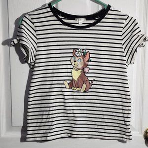 Kawaii Alice In Wonderland Striped Cat Shirt
